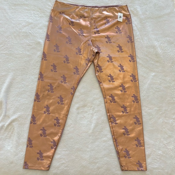 Disney Mickey Mouse Metallic Rose Gold Leggings--XL - Picture 10 of 15